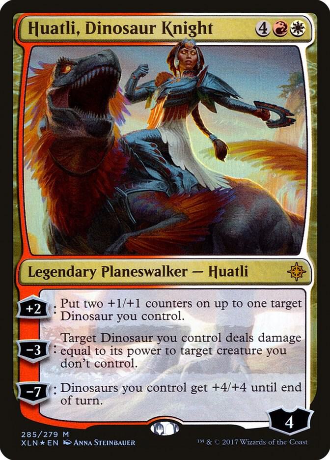 Huatli, Dinosaur Knight-Ixalan-M-Foil