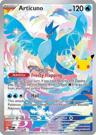 Articuno - 132/128-ME: 30th Celebration-Illustration Rare-Holofoil