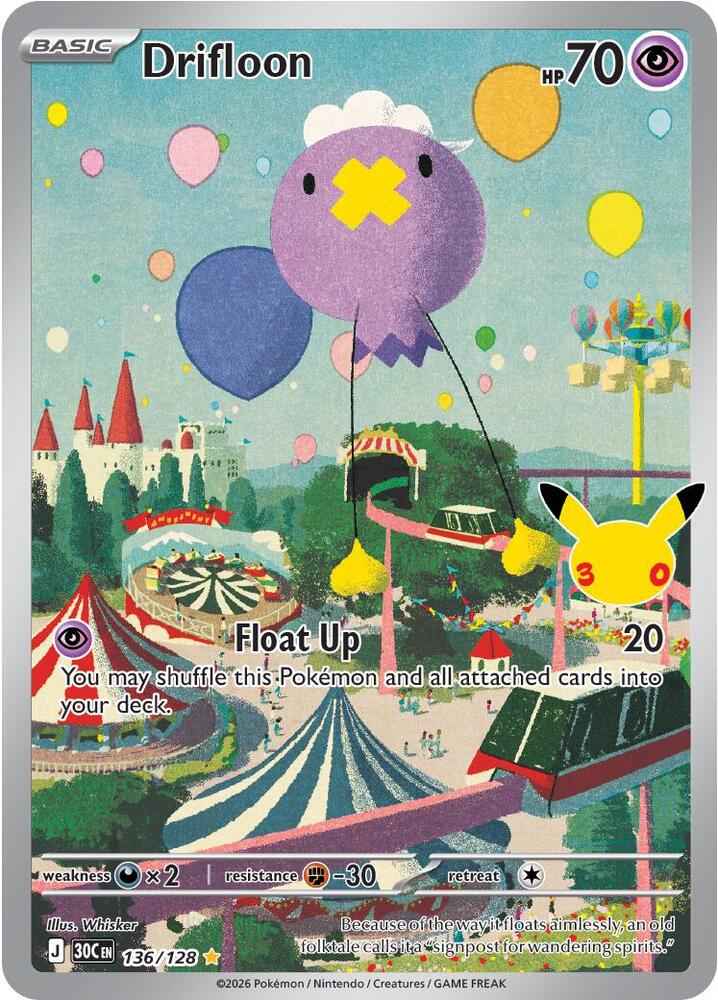 Drifloon - 136/128-ME: 30th Celebration-Illustration Rare-Holofoil