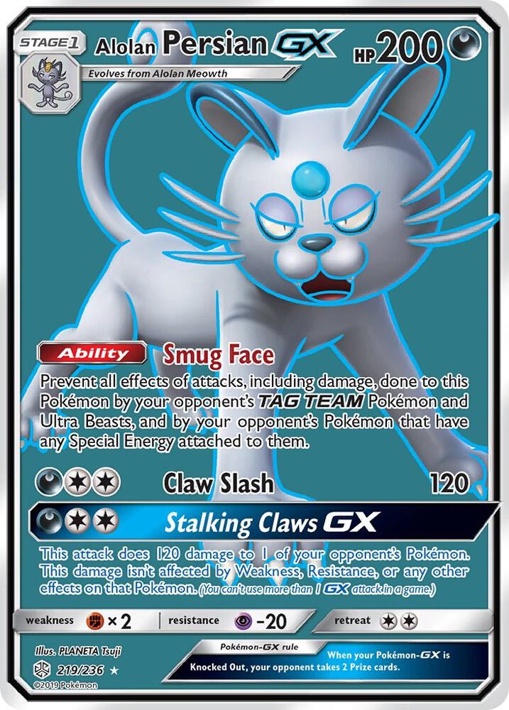 Alolan Persian GX (Full Art)-SM - Cosmic Eclipse-Ultra Rare-Holofoil