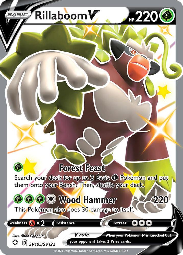 Rillaboom V-Shining Fates: Shiny Vault-Shiny Holo Rare-Holofoil