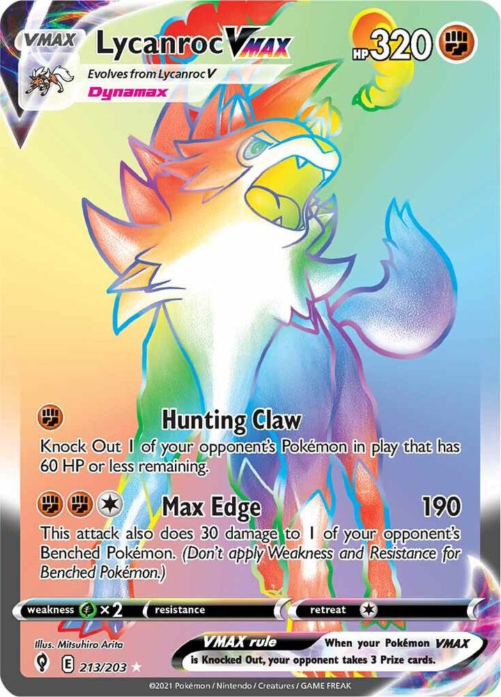 Lycanroc VMAX (Secret)-SWSH07: Evolving Skies-Secret Rare-Holofoil