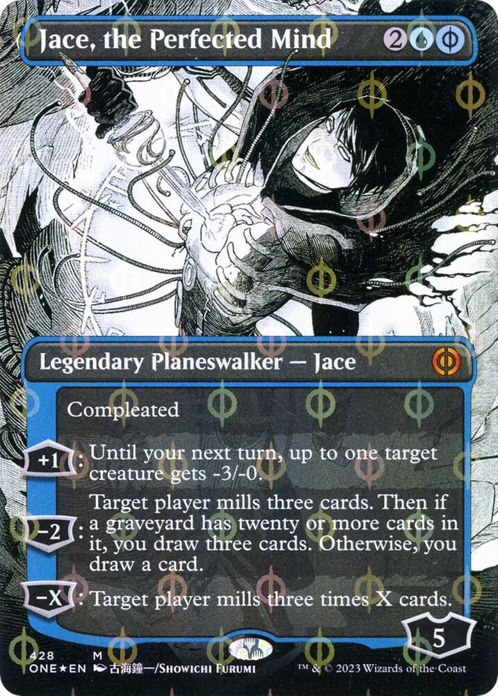 Jace, the Perfected Mind (Borderless) (Step-and-Compleat Foil)-Phyrexia: All Will Be One-M-Foil