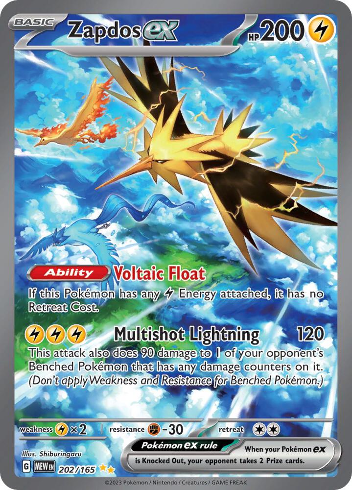 Zapdos ex - 202/165-SV: Scarlet & Violet 151-Special Illustration Rare-Holofoil