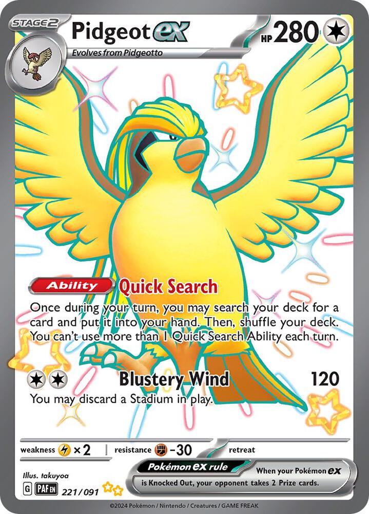 Pidgeot ex-SV: Paldean Fates-Shiny Ultra Rare-Holofoil