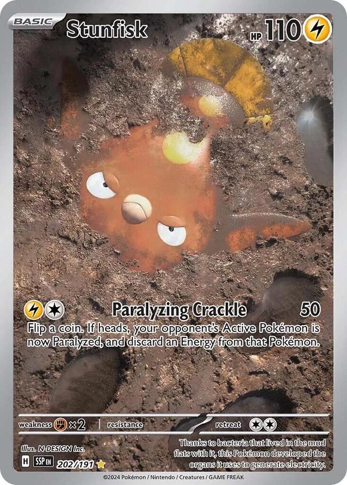 Stunfisk - 202/191-SV08: Surging Sparks-Illustration Rare-Holofoil