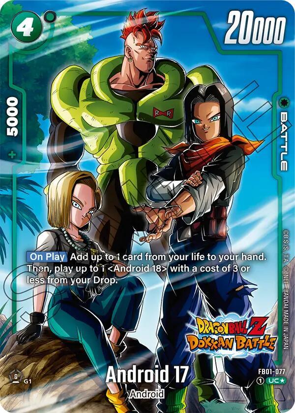 Android 17 - FB01-077 (Dragon Ball Z Dokkan Battle Alternate Art)-Awakened Pulse Alternate Art Reprints-Uncommon-Holofoil