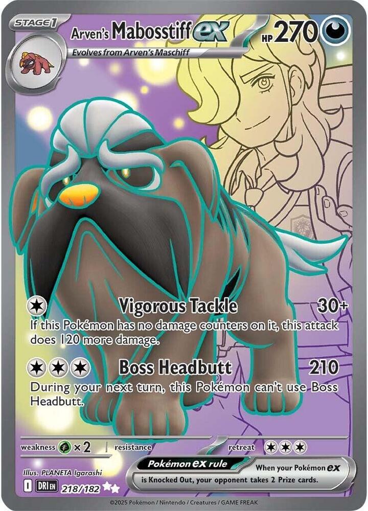 Arven's Mabosstiff ex - 218/182-SV10: Destined Rivals-Ultra Rare-Holofoil