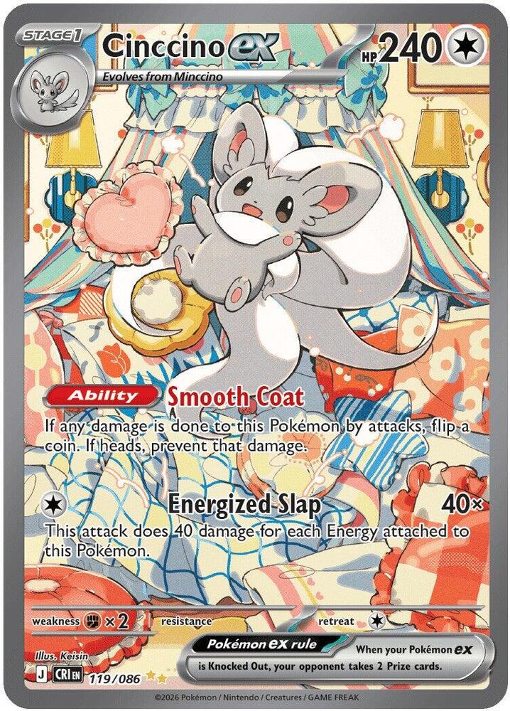 Cinccino ex - 119/086-ME04: Chaos Rising-Special Illustration Rare-Holofoil