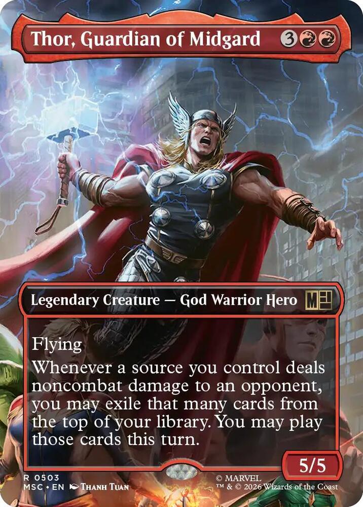 Thor, Guardian of Midgard (Borderless)-Commander: Marvel Super Heroes-R-Foil