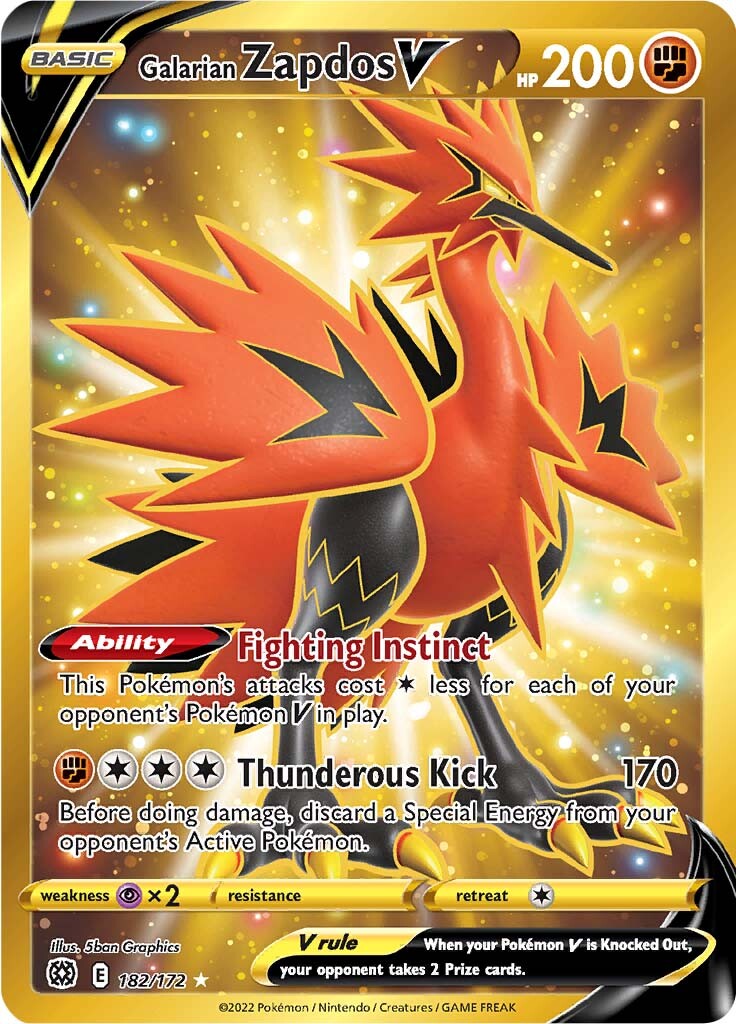 Galarian Zapdos V (Secret)-SWSH09: Brilliant Stars-Secret Rare-Holofoil