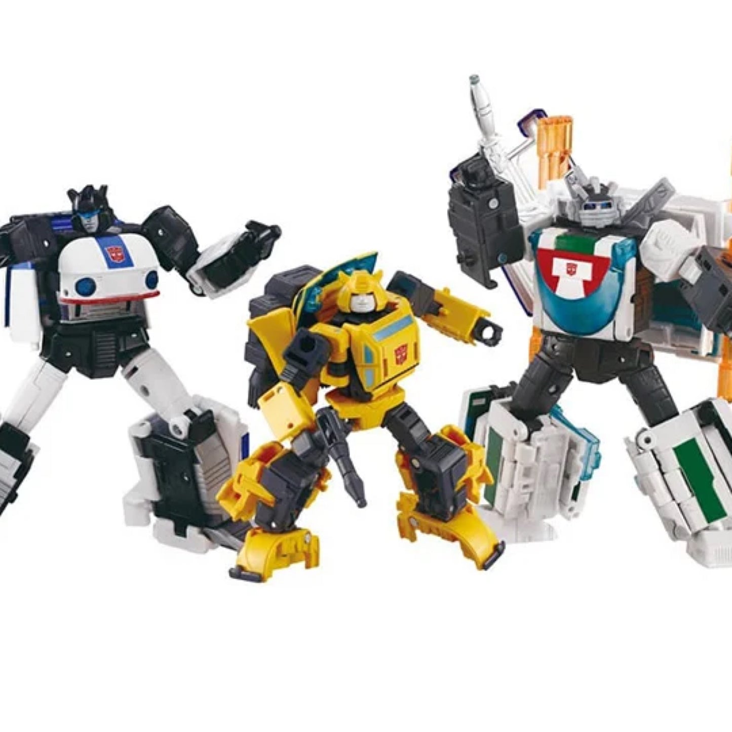 Transformers TAKara TOMY Dramatic Capture Series Cybertron Chase with Origin Bumblebee, Jazz, and Wheeljack, Adult Collectible Action Figure Set