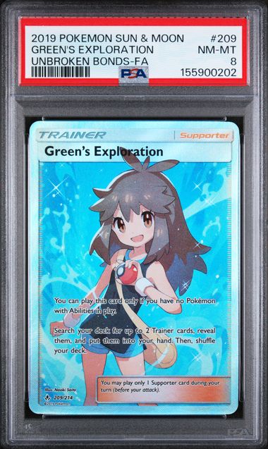2019 POKEMON SUN & MOON UNBROKEN BONDS #209 GREEN'S EXPLORATION UNBROKEN BONDS-FA