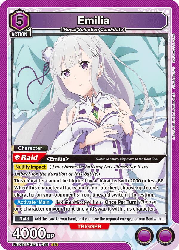 Emilia (089)-UE24BT: Re:ZERO -Starting Life in Another World--Super Rare-Foil