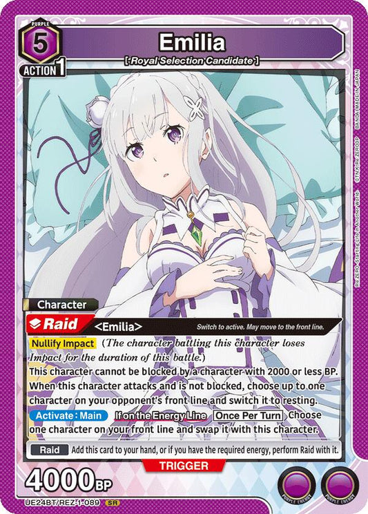 Emilia (089)-UE24BT: Re:ZERO -Starting Life in Another World--Super Rare-Foil