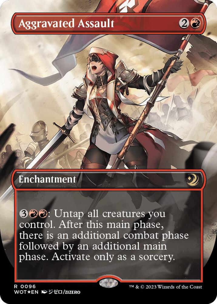 Aggravated Assault (Anime Borderless) (Confetti Foil)-Wilds of Eldraine: Enchanting Tales-R-Foil