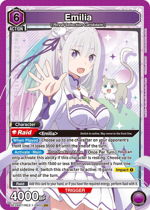 Emilia (090)-UE24BT: Re:ZERO -Starting Life in Another World--Super Rare-Foil