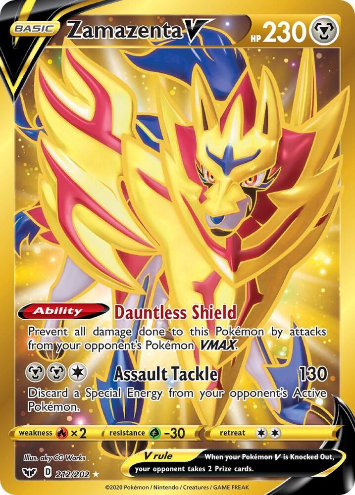 Zamazenta V (Secret)-SWSH01: Sword & Shield Base Set-Secret Rare-Holofoil