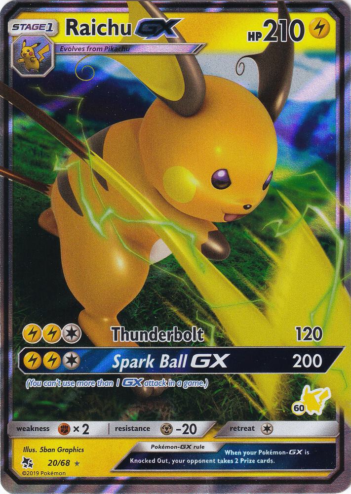 Raichu GX - 20/68 (#60 Pikachu Stamped)-Battle Academy-Promo-Holofoil