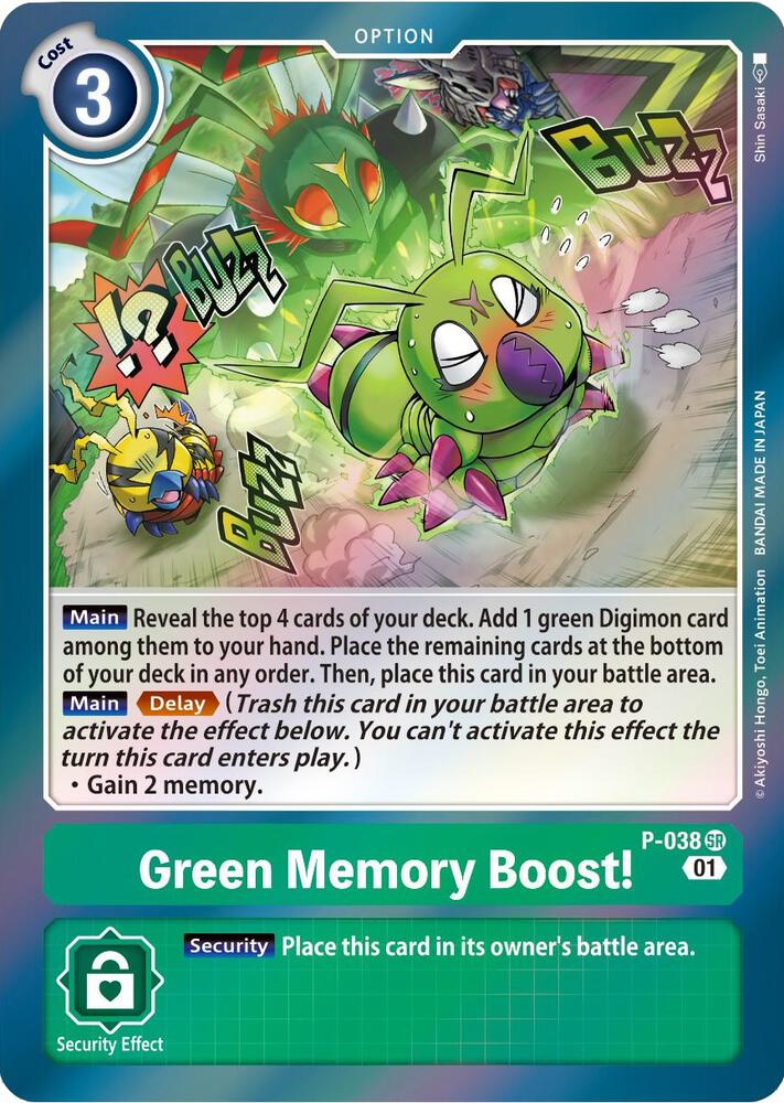 Green Memory Boost!-Digimon Promotion Cards-Super Rare-Foil