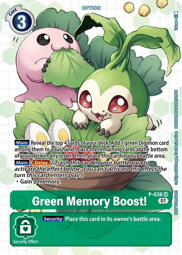 Green Memory Boost! - P-038 (Next Adventure Box Promotion Pack)-Digimon Promotion Cards-Super Rare-Foil