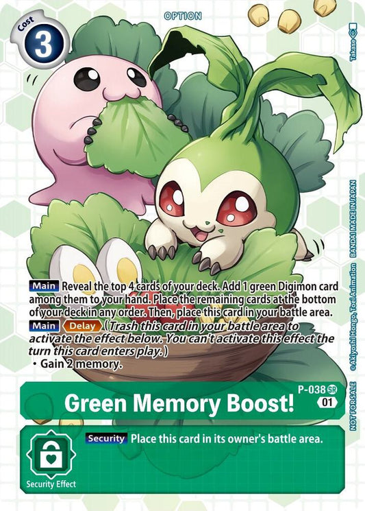 Green Memory Boost! - P-038 (Next Adventure Box Promotion Pack)-Digimon Promotion Cards-Super Rare-Foil