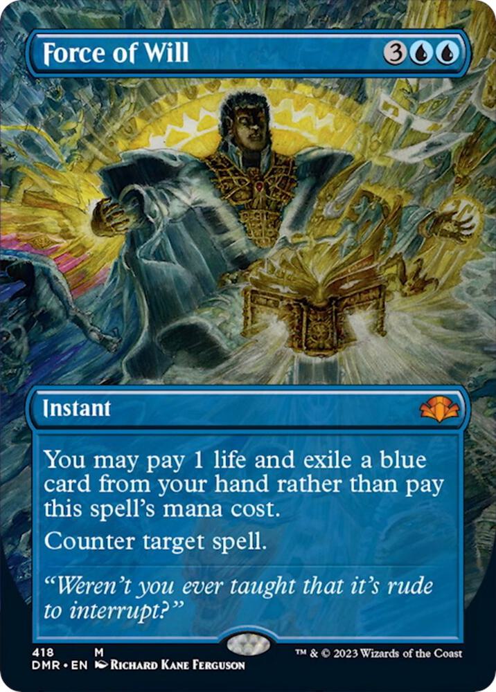 Force of Will (Borderless)-Dominaria Remastered-M-Foil