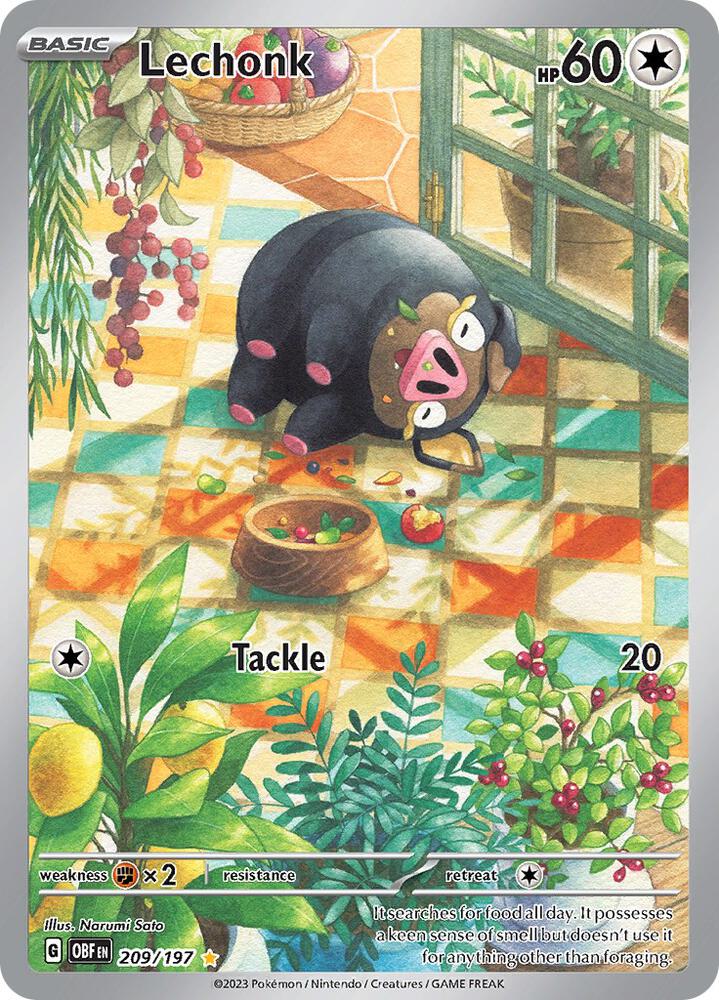 Lechonk - 209/197-SV03: Obsidian Flames-Illustration Rare-Holofoil