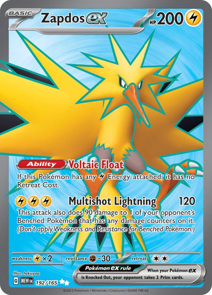 Zapdos ex - 192/165-SV: Scarlet & Violet 151-Ultra Rare-Holofoil