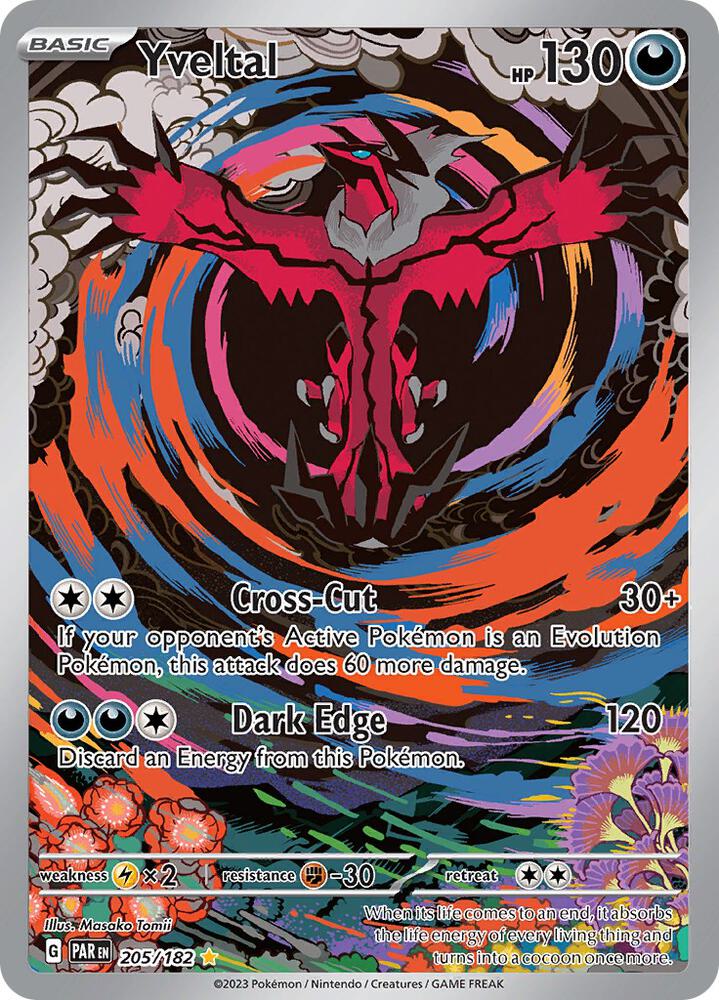 Yveltal - 205/182-SV04: Paradox Rift-Illustration Rare-Holofoil