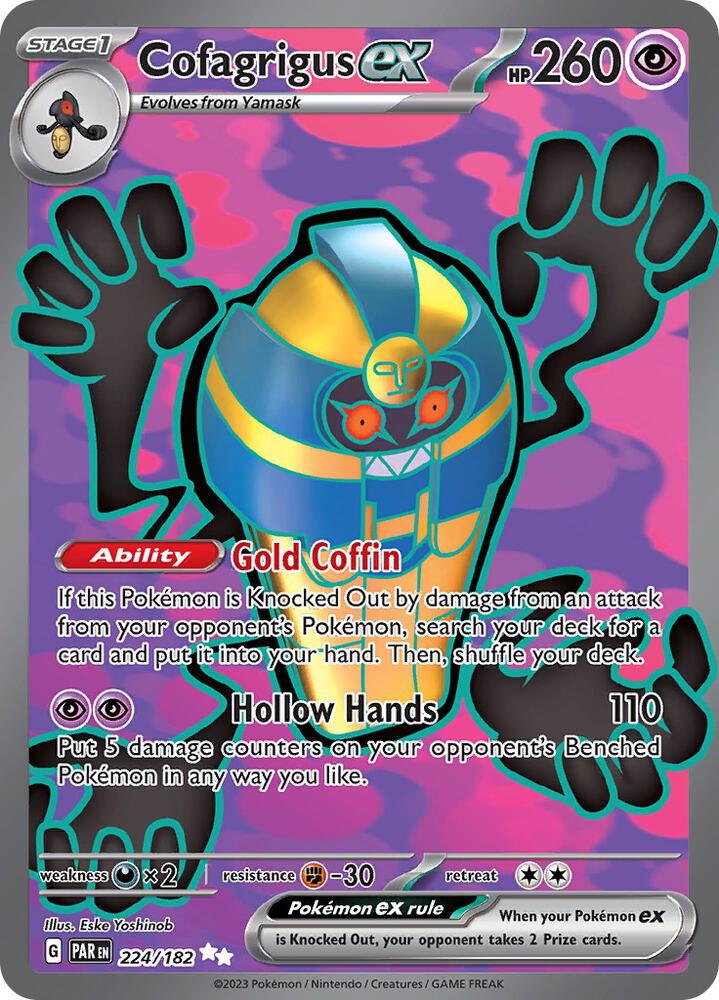 Cofagrigus ex - 224/182-SV04: Paradox Rift-Ultra Rare-Holofoil