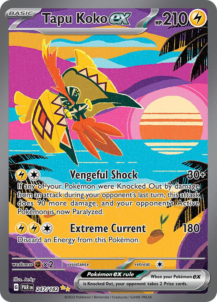 Tapu Koko ex - 247/182-SV04: Paradox Rift-Special Illustration Rare-Holofoil