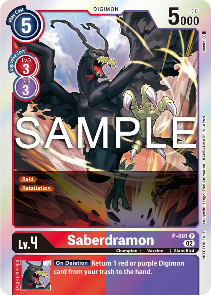 Saberdramon - P-091 (3rd Anniversary Update Pack)-Digimon Promotion Cards-Promo-Foil