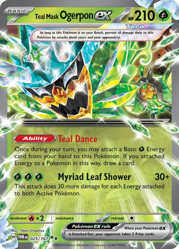 Teal Mask Ogerpon ex - 025/167-SV06: Twilight Masquerade-Double Rare-Holofoil