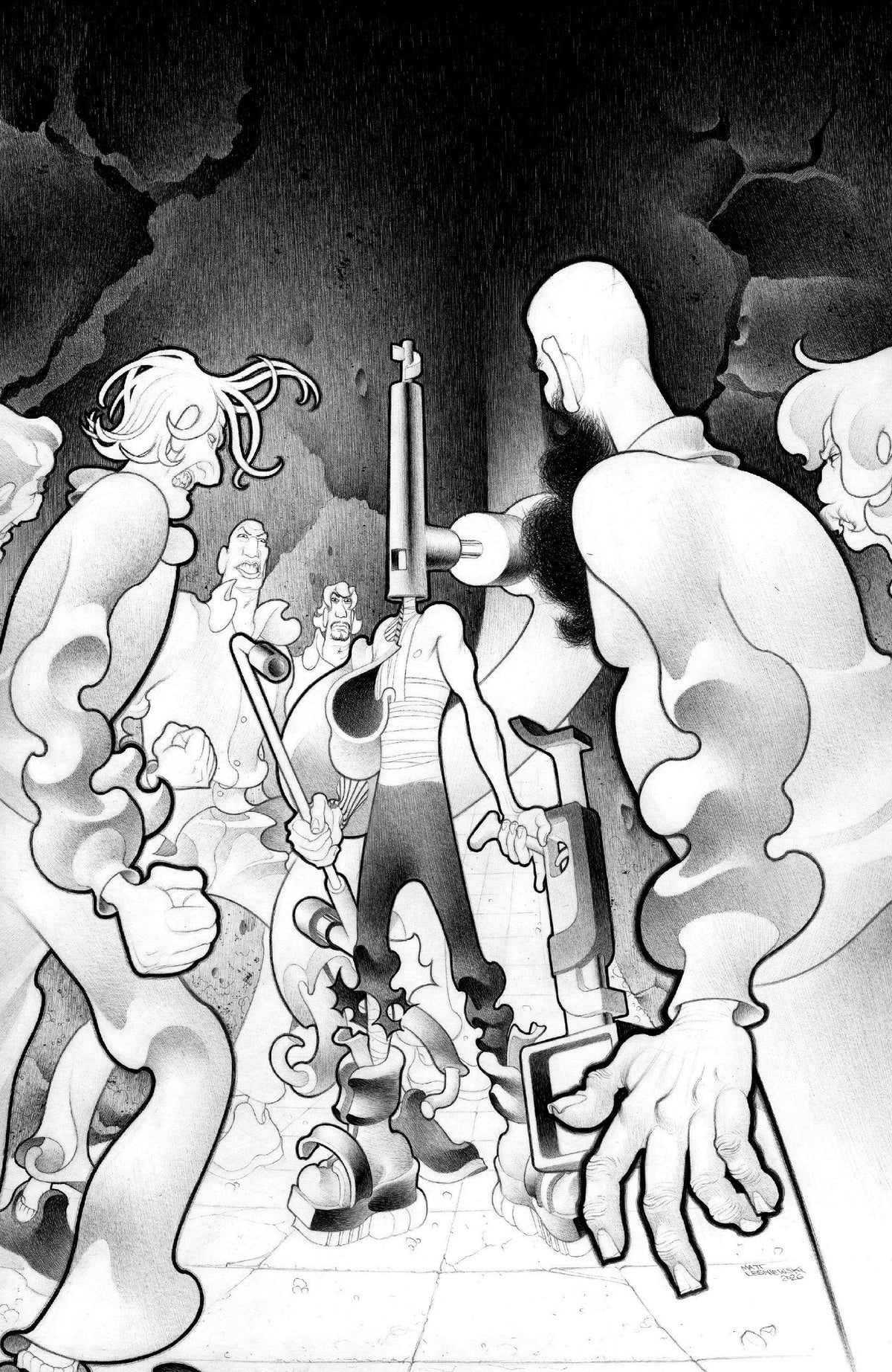Faceless And The Family Maze Of The Mechanical Aliens #4 Cover C 1 in 10 Matt Lesniewski Black & White Variant