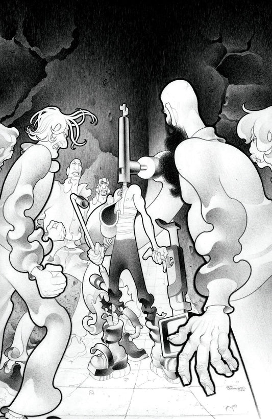 Faceless And The Family Maze Of The Mechanical Aliens #4 Cover C 1 in 10 Matt Lesniewski Black & White Variant
