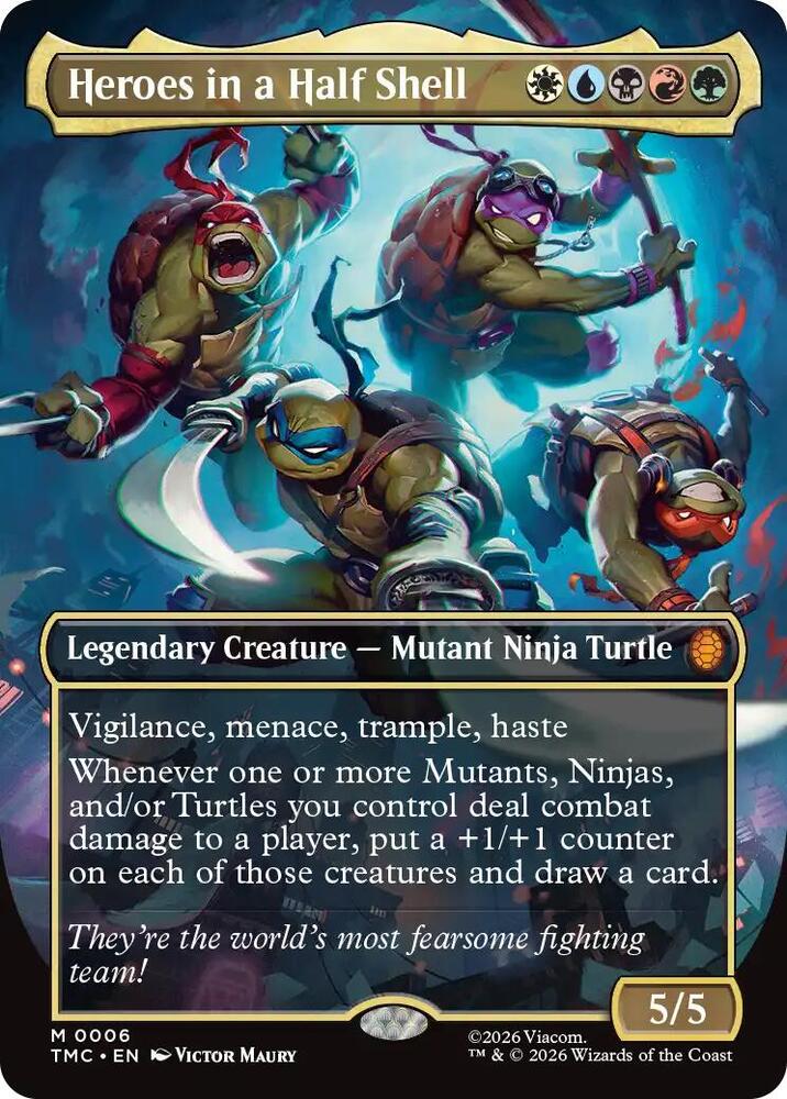 Heroes in a Half Shell (0006) (Borderless)-Commander: Teenage Mutant Ninja Turtles-M-Foil