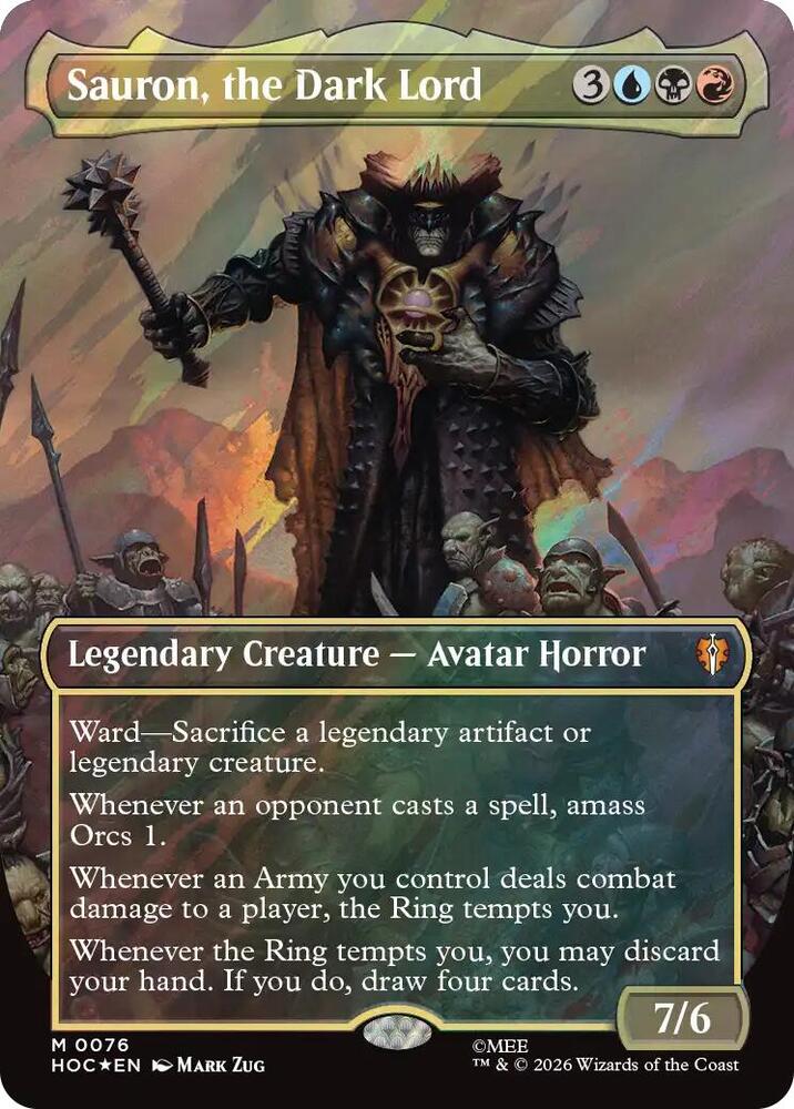 Sauron, the Dark Lord (Borderless) (Surge Foil)-The Hobbit: Eternal-Legal-M-Foil