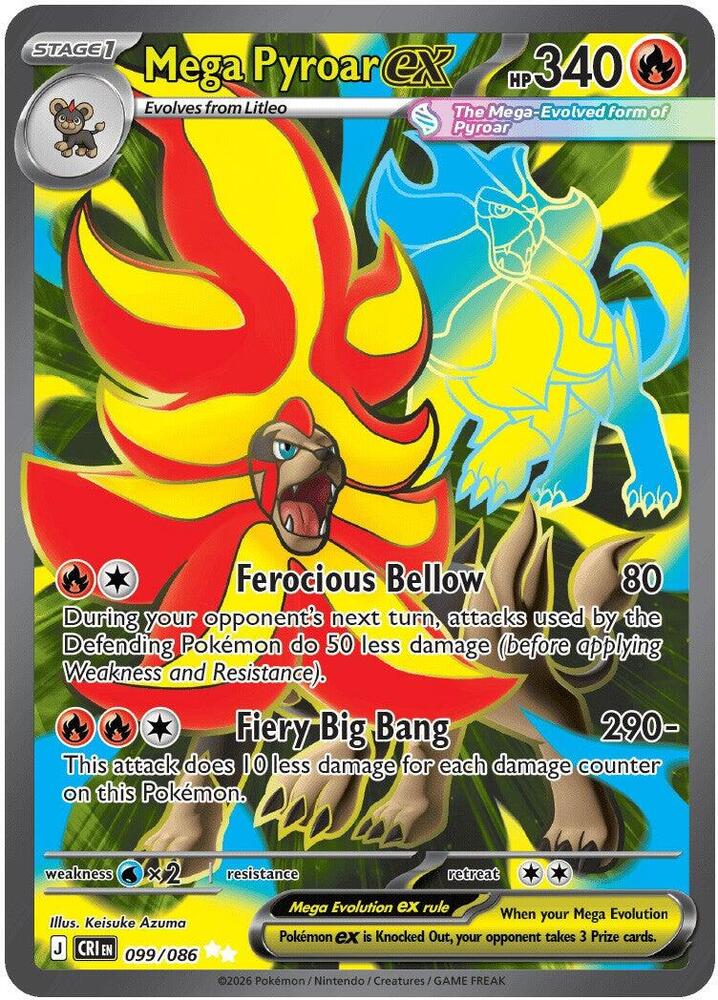 Mega Pyroar ex - 099/086-ME04: Chaos Rising-Ultra Rare-Holofoil