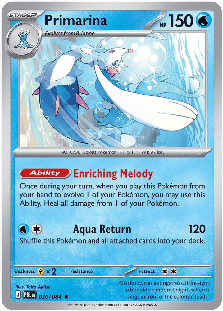 Primarina - 020/084-ME05: Pitch Black-Rare-Holofoil