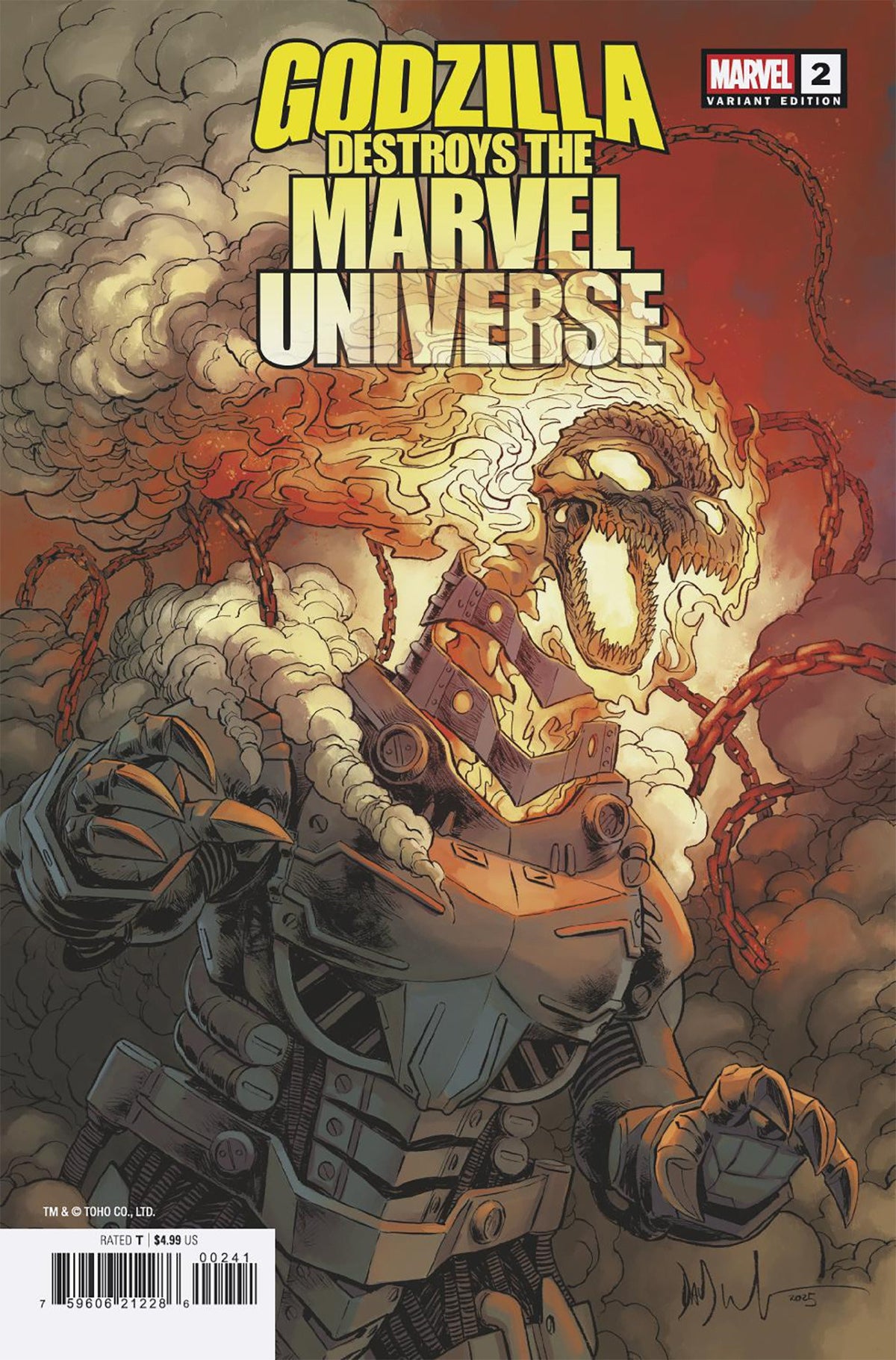 Godzilla Destroys The Marvel Universe #2 Dave Wachter Marvelized Mecha Ghost Riderzilla Variant