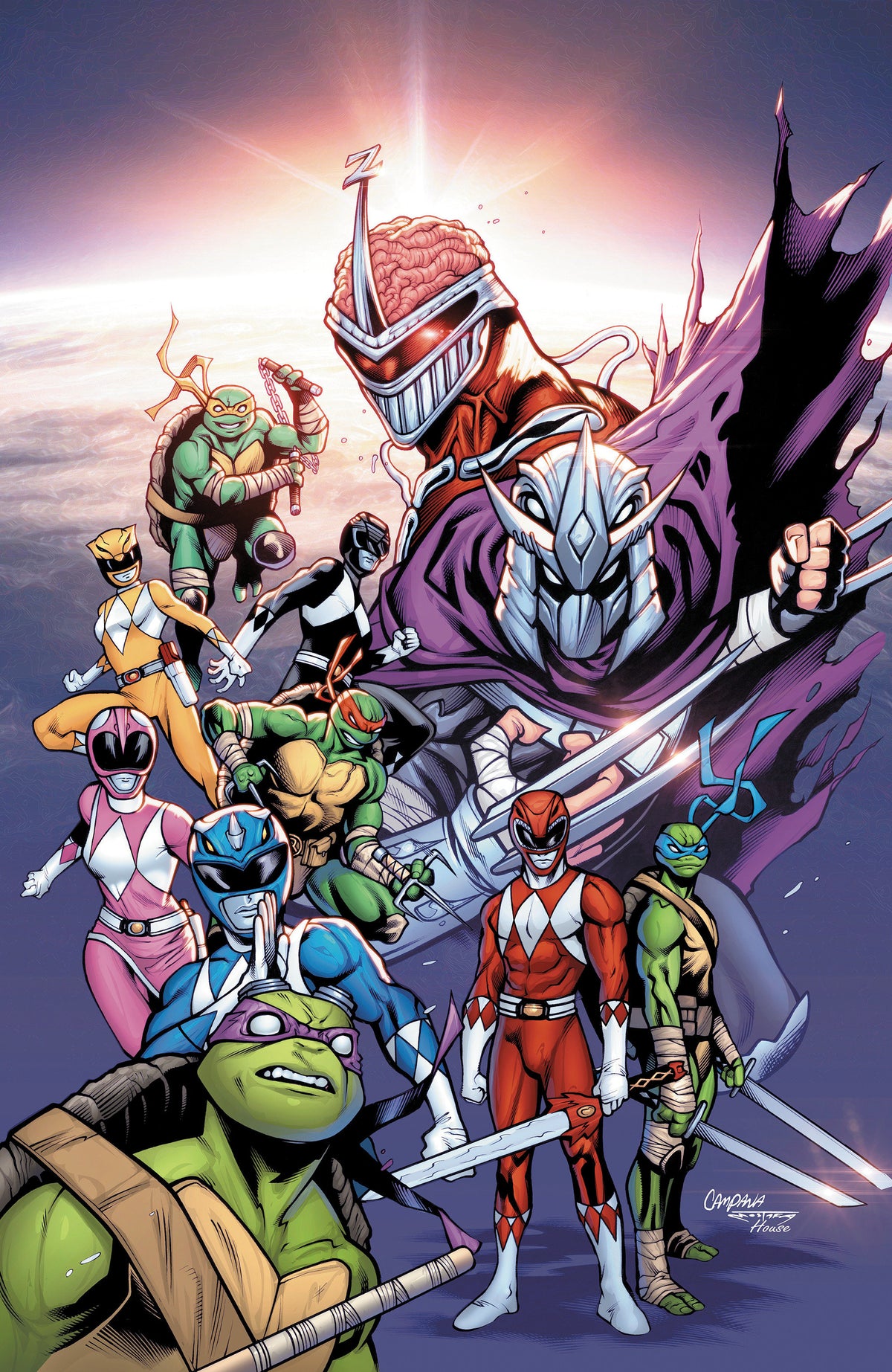 Mighty Morphin Power Rangers/Teenage Mutant Ninja Turtles III #3 G 1 in 50 Variant Edition (Full Art, Campana)