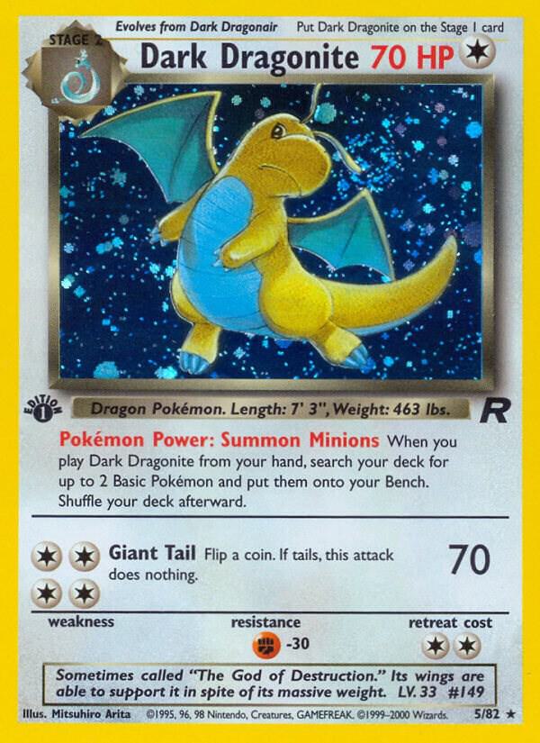 Dark Dragonite (5)-Team Rocket-Holo Rare-Unlimited Holofoil