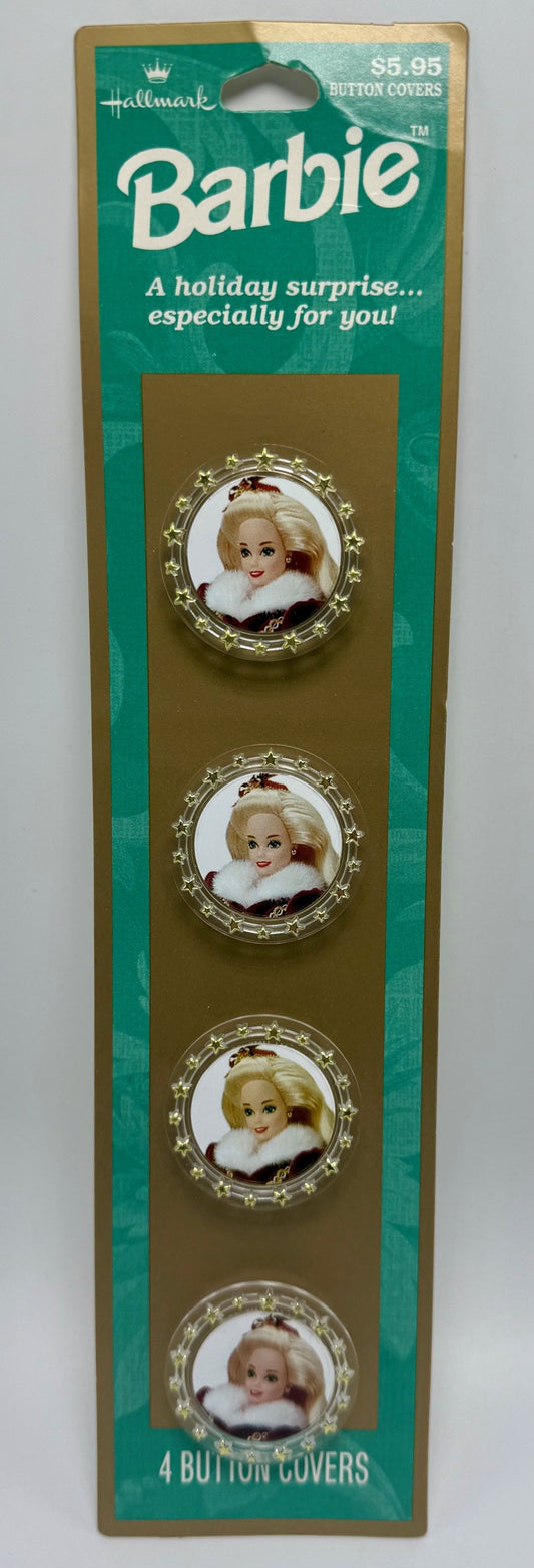 1996 Hallmark Holiday Surprise Four Barbie Button Covers