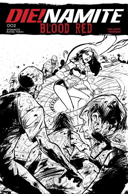 DIENAMITE BLOOD RED #2 CVR I INC 1:5 DAVID COUSENS LINE ART FOC BONUS VAR