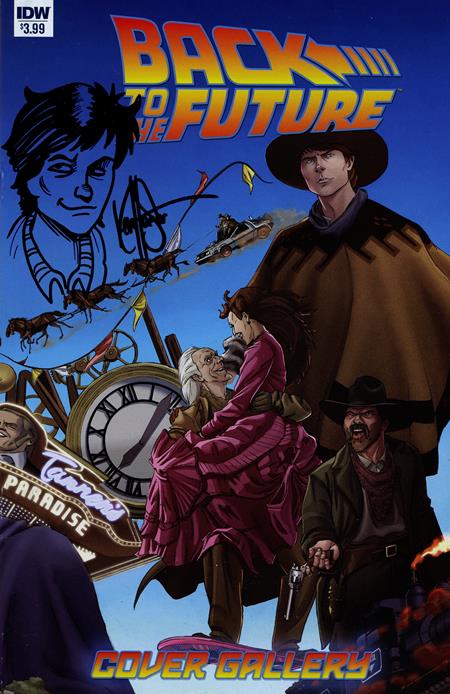 DF BACK TO THE FUTURE COVER GALLERY #1 SIGNED AND REMARKED WITH BTTF CHARACTER HEAD SKETCH
