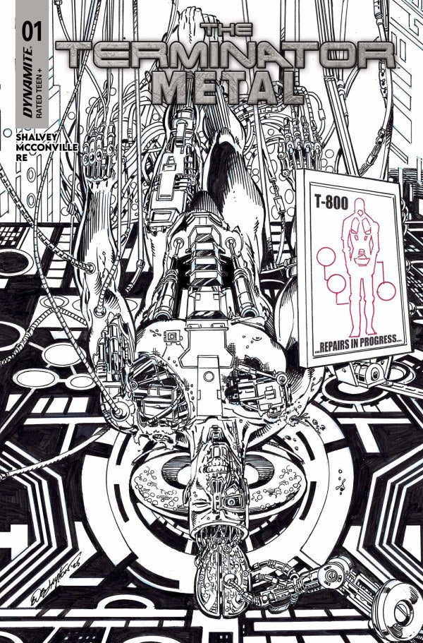 The Terminator: Metal #1 Cover M 1:5 Bob Layton Black & White FOC Bonus Variant