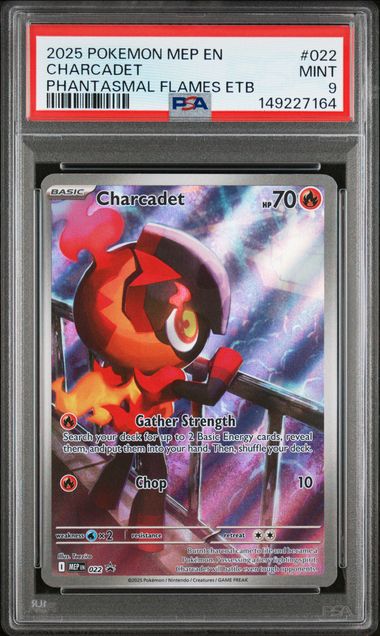 2025 POKEMON MEP EN-ME BLACK STAR PROMO #022 CHARCADET PHANTASMAL FLAMES ETB PSA 9