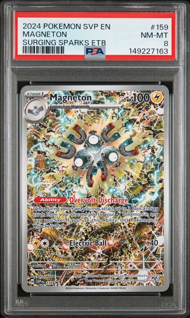 2024 POKEMON SVP EN-SV BLACK STAR PROMO #159 MAGNETON SURGING SPARKS ETB PSA 8